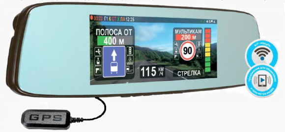 Автомобильный видеорегистратор-зеркало с сигнатурным радар-детектором и GPS Intego VX-800MR Full HD