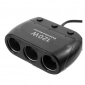 Разветвитель прикуривателя 1->3 (c проводом, выключатели) IN-CAR 1519