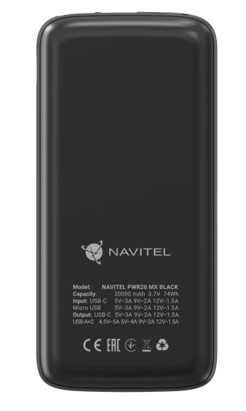 Портативное зарядное устройство NAVITEL PWR20 MX BLACK Портативное зарядное устройство NAVITEL PWR20 MX BLACK