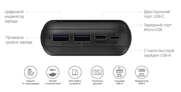 Портативное зарядное устройство NAVITEL PWR20 MX BLACK Портативное зарядное устройство NAVITEL PWR20 MX BLACK