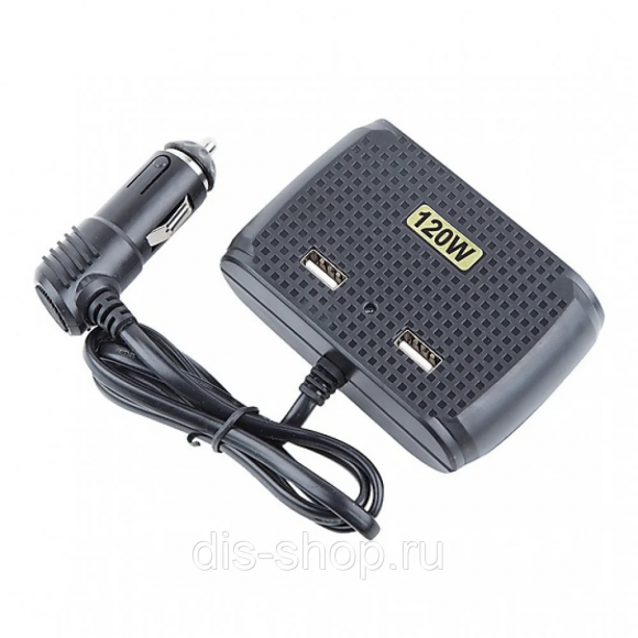 Разветвитель прикуривателя 1->3 (c проводом, 2*USB 1A) Olesson 1512