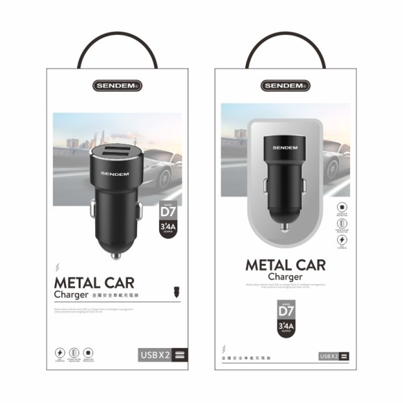 Автомобильное зарядное устройство SENDEM D7 (USB A, 1A/2.4A)