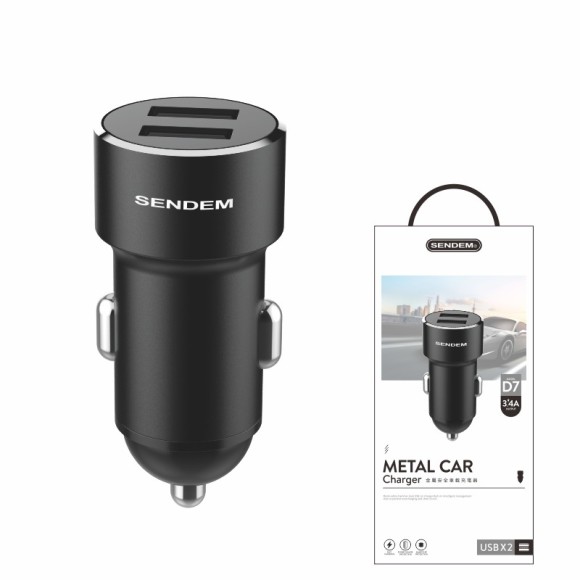 Автомобильное зарядное устройство SENDEM D7 (USB A, 1A/2.4A)