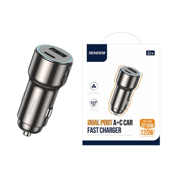 Автомобильное зарядное устройство SENDEM D19 (PD + 120W)
