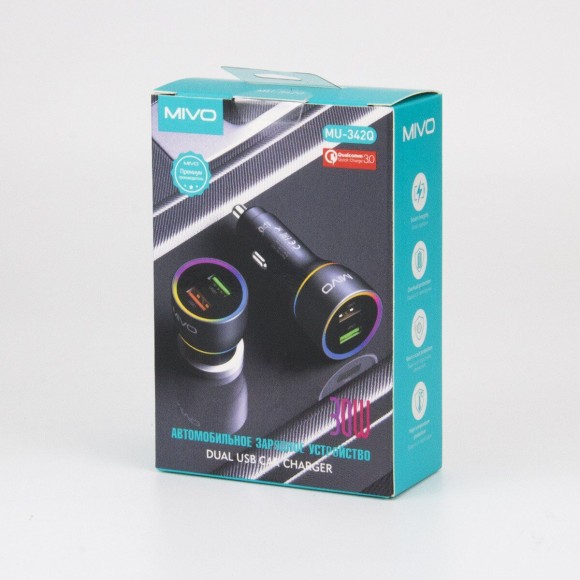 Автомобильное зарядное устройство (2*USB, 30W), MIVO MU-342Q