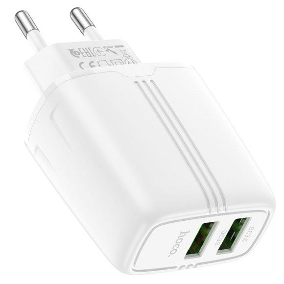 Сетевое зарядное устройство HOCO N12 (2*USB, QC3.0)