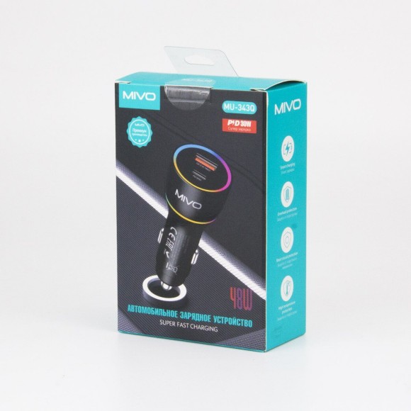 Автомобильное зарядное устройство (PD 30W + QC3.0 18W), MIVO MU-343Q