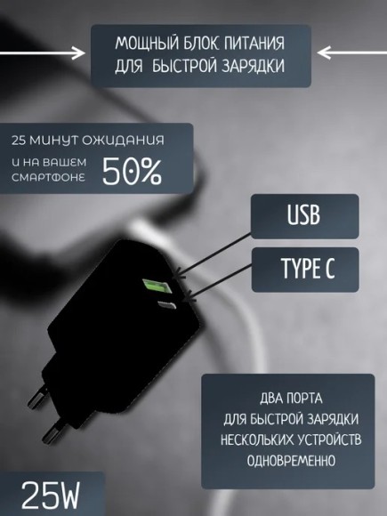 Сетевое зарядное устройство SENDEM OG89 (Type-C PD 25W + QC3.0) Сетевое зарядное устройство SENDEM OG89 (Type-C PD 25W + QC3.0)
