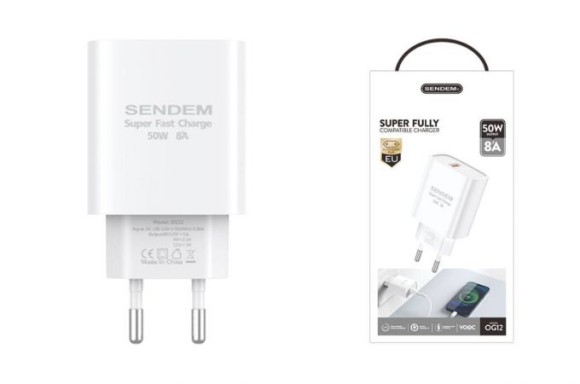 Сетевое зарядное устройство SENDEM OG12 (USB QC3.0, 50W)
