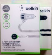 Автомобильное зарядное устройство (2*USB, 4.2A, + витой шнур microUSB), Belkin