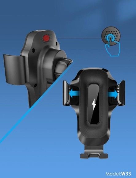 Универсальное крепление SENDEM W33 с беспроводным ЗУ 15W (в дефлектор, автоматическое)