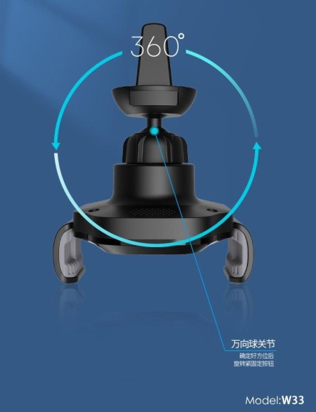 Универсальное крепление SENDEM W33 с беспроводным ЗУ 15W (в дефлектор, автоматическое)