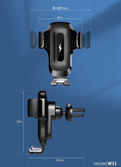 Универсальное крепление SENDEM W33 с беспроводным ЗУ 15W (в дефлектор, автоматическое)