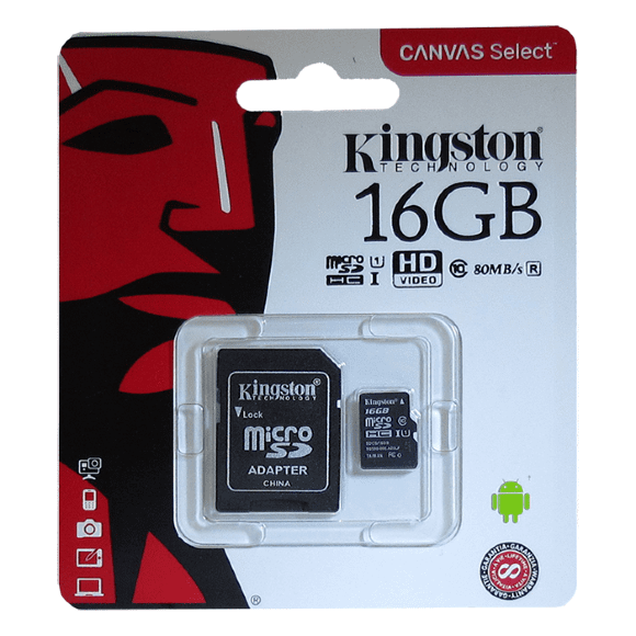 Карта памяти Kingston micro-SDHC 16 Гб, SD-адаптер