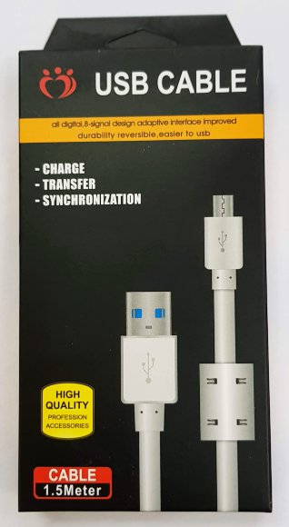 Кабель USB 2.0 AM/microB 5P 1.5m (с ферритом, 2.1А), MLD UNS-K102