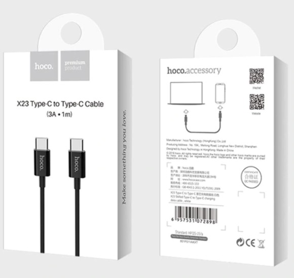 Кабель Type-C/Type-C для быстрой зарядки, PD65W, 1м, белый (LDNIO LC121C)