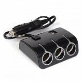 Разветвитель прикуривателя 1->3 (c проводом, 2*USB, кнопка включения) Olesson 1506