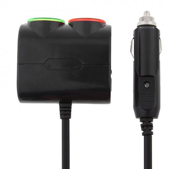 Разветвитель прикуривателя 1->2 (с проводом, 1*USB)  Olesson 1631
