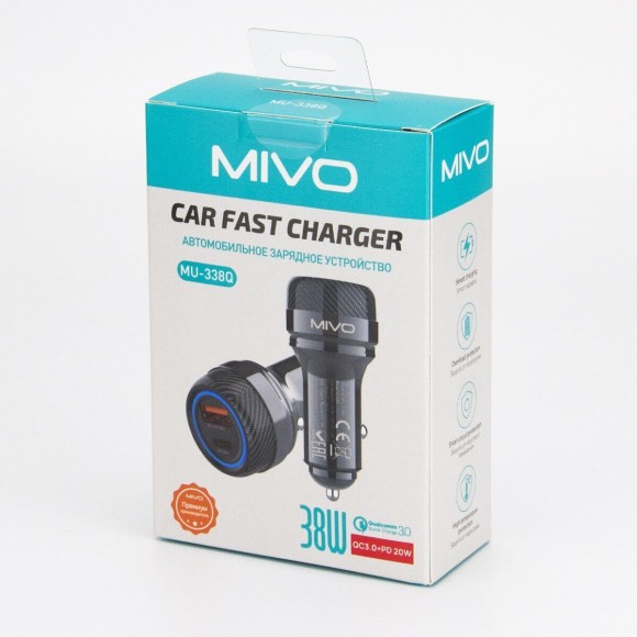 Автомобильное зарядное устройство (1*USB QC3.0 + PD 20W), MIVO MU-338Q