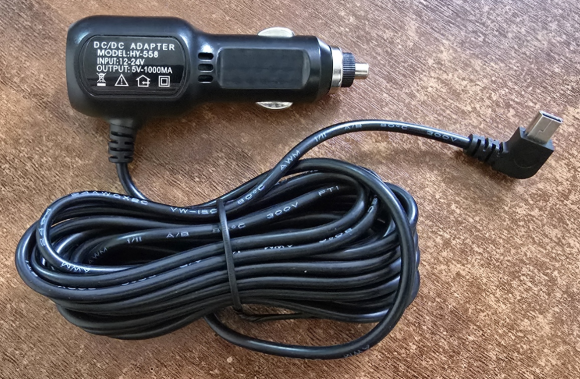 Автомобильное зарядное устройство (прикуриватель - miniUSB-AM5P, 3м, 1А, угловой)