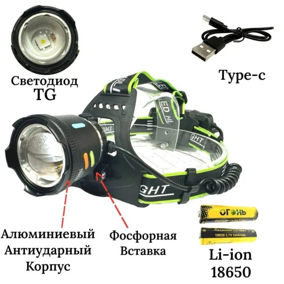 Фонарь налобный HT-3126-PM20-TG